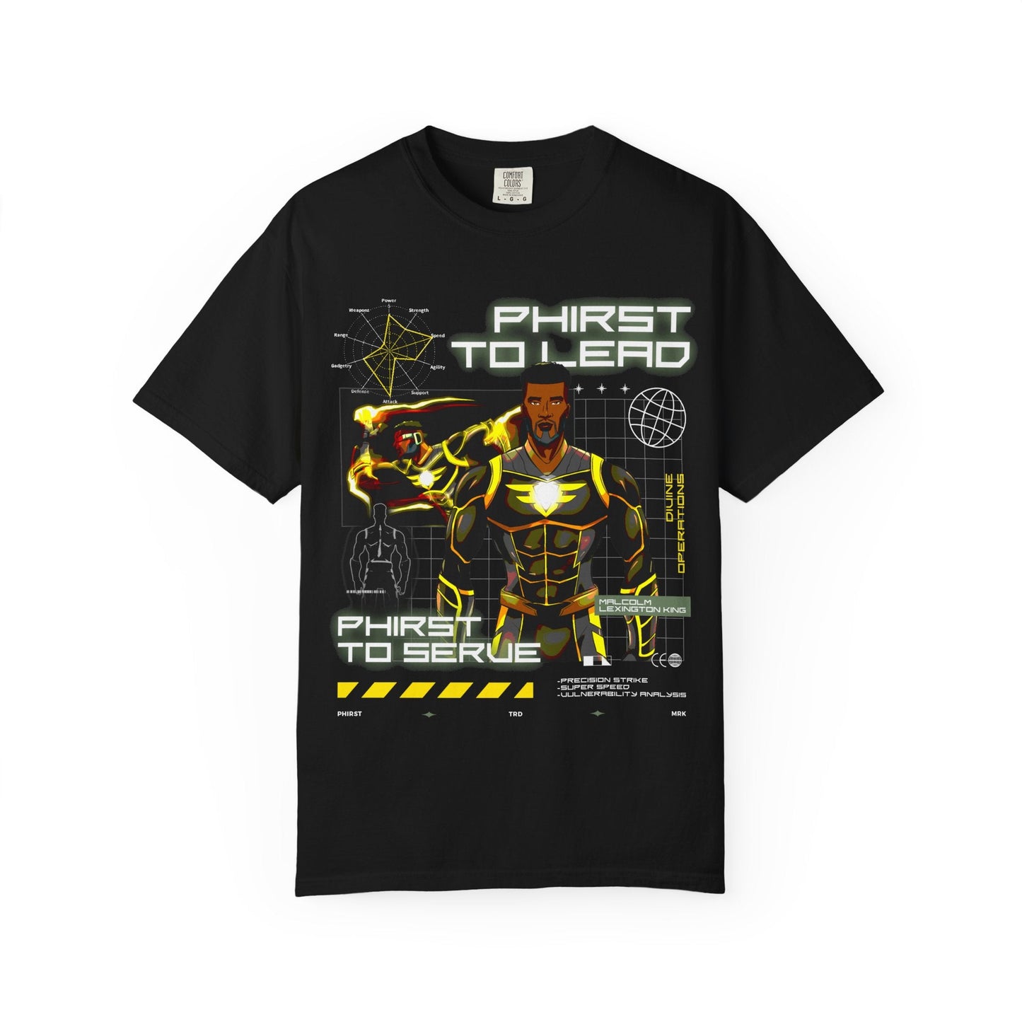 Hero Tech “PHIRST TO LEAD” and “PHIRST TO SERVE” Graphic Tee - The Divine Operations