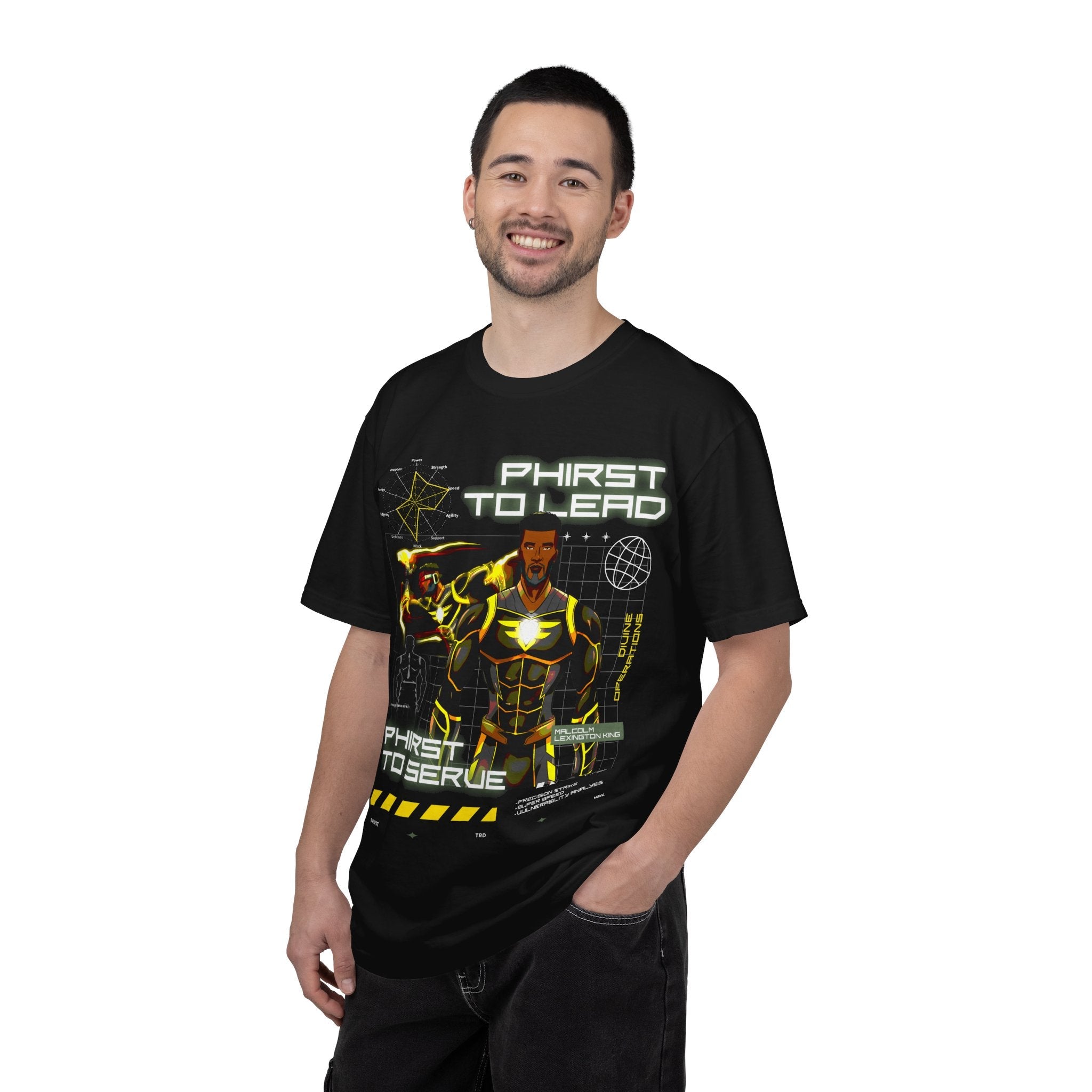 Hero Tech “PHIRST TO LEAD” and “PHIRST TO SERVE” Graphic Tee - The Divine Operations